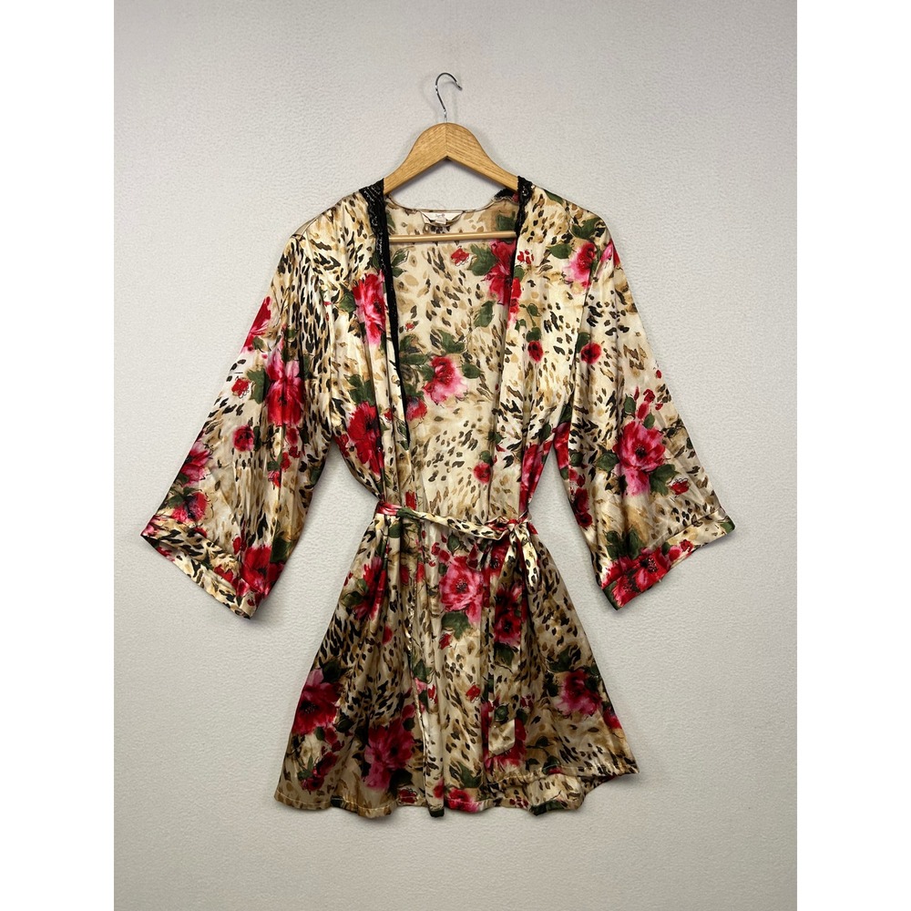 Floral Leopard Secret Treasures Womens S Multi Satin Kimono Robe ST12100CA